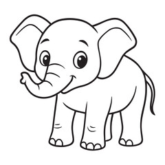Fototapeta premium Cute Baby Elephant Cartoon Vector Image