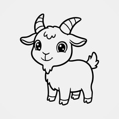 Obraz premium Cute llama with decorated saddle standing calmly in cartoon outline perfect for kids exotic animal coloring books and printables