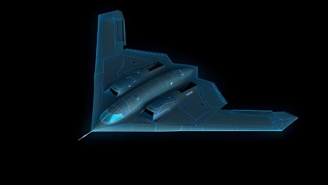 Looped Animation Preview &mdash; B-2 Spirit Radar Signature Visualization on Dark Background