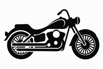 Black motorcycle silhouette illustration on a white background