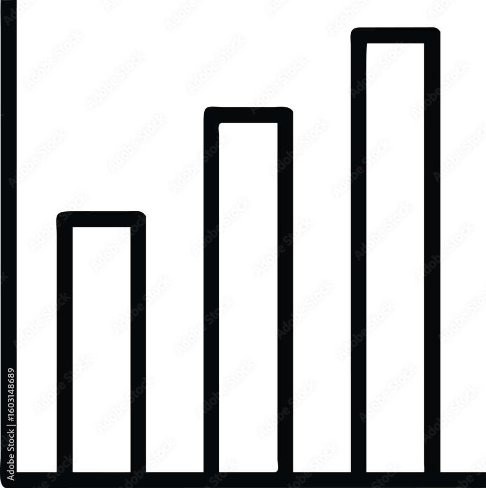 Poster simple black outline vector of a stacked bar chart with data visualization elements isolated on tran