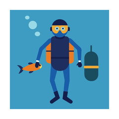 Diver holding fish