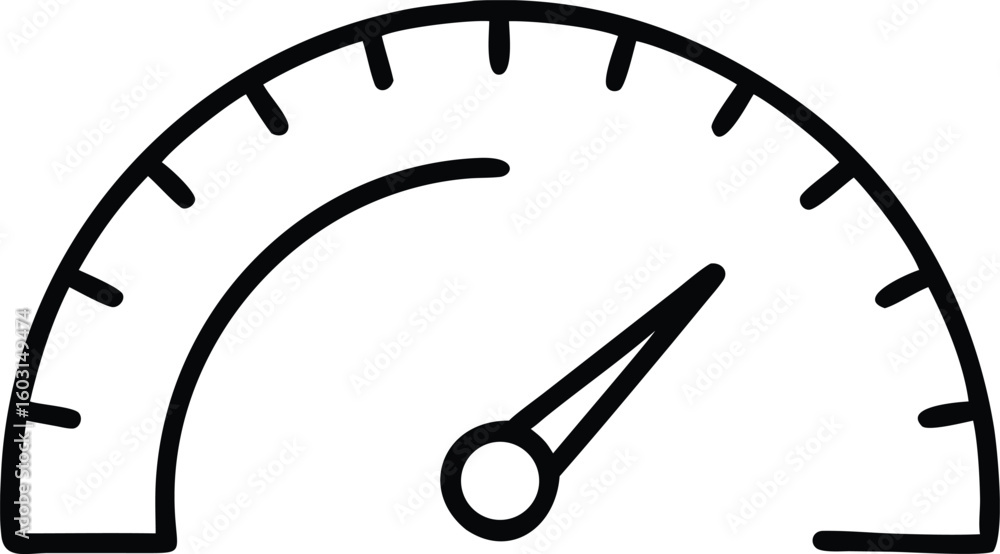 Fototapete Minimalist black outline vector icon representing a dashboard interface with various gauges and controls isolated on transparent background