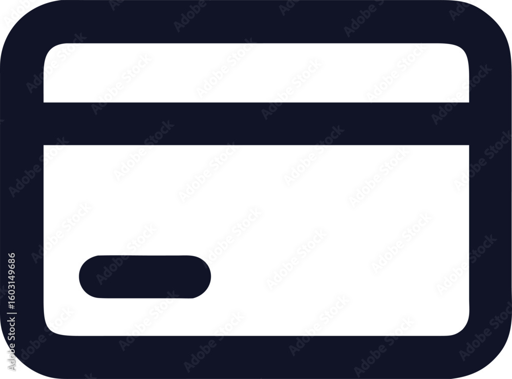 Poster a single black outline vector icon of a credit card isolated on transparent background