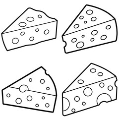 Cheese Icon &ndash; Outline Vector Illustration of Dairy Food with Holes