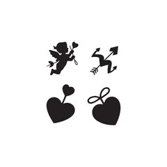 Black and white silhouette Valentine's Day design elements.Black and white silhouette Valentine's Day design elements.