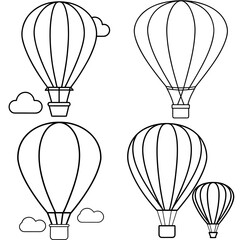 Naklejka premium Hot Air Balloon Icon – Outline Vector Illustration of Airborne Balloon for Adventure and Travel