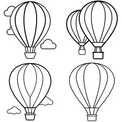 Naklejka premium Hot Air Balloon Icon – Outline Vector Illustration of Airborne Balloon for Adventure and Travel
