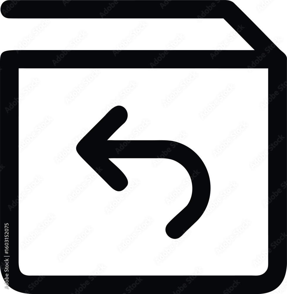 Poster a single black outline vector icon of a product box with a simple design isolated on transparent bac