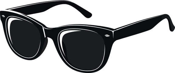 A stylish black sunglasses with a classic wayfarer design isolated on a white background view