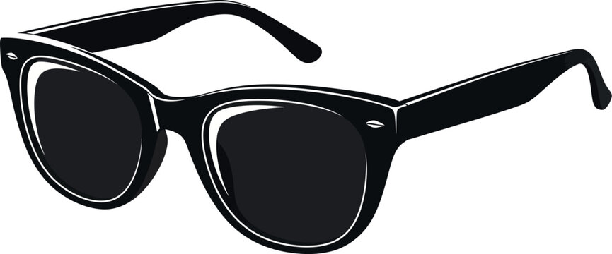 A stylish black sunglasses with a classic wayfarer design isolated on a white background view