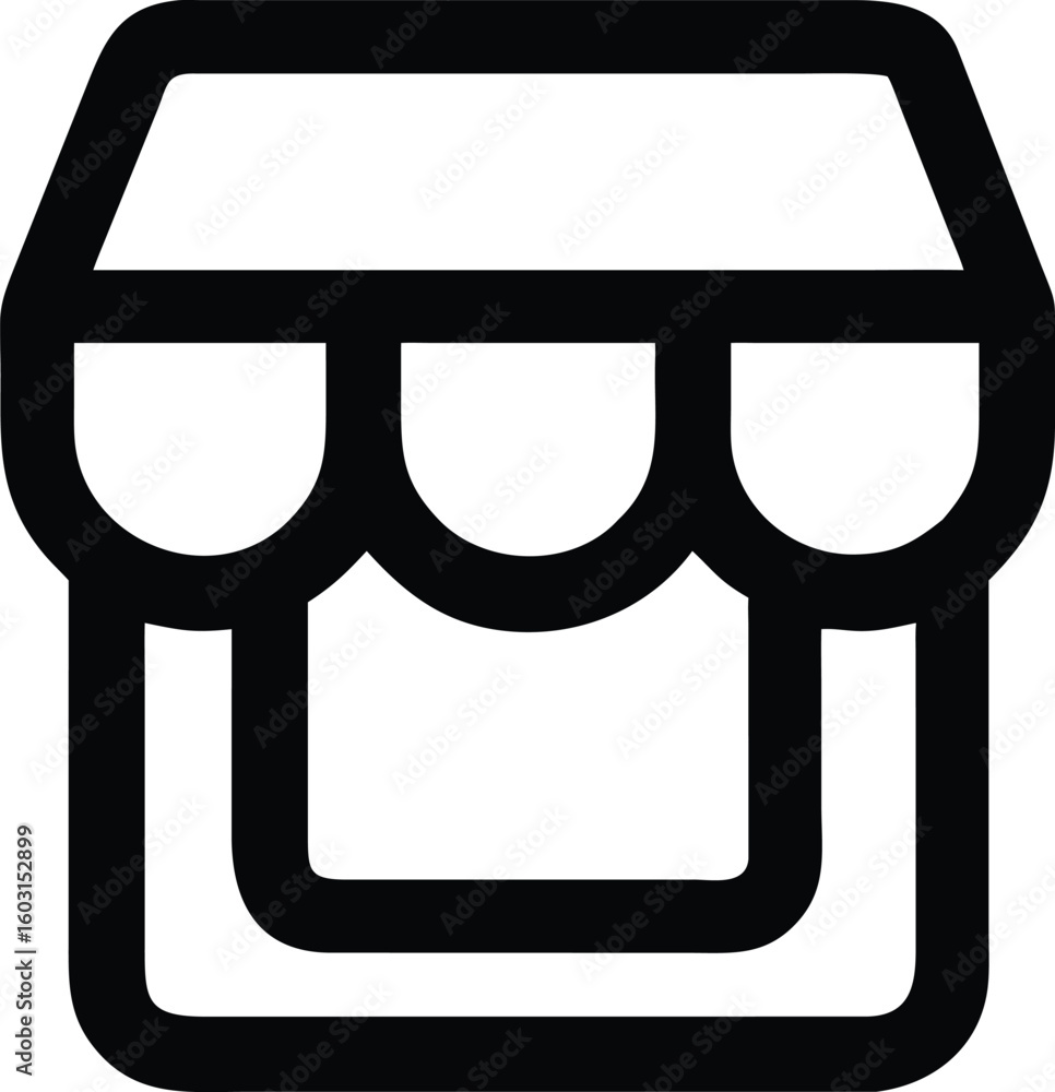 Poster A single black outline vector icon representing online shopping or a shopping cart isolated on transparent background