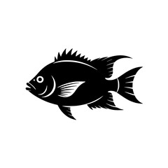 Obraz premium Silhouette Fish Illustration: A striking monochrome line art illustration depicts a stylized fish, showcasing its sleek form and intricate fin details against a white background.