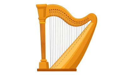 Obraz premium Elegant golden harp illustration showcasing musical instrument artistry and design