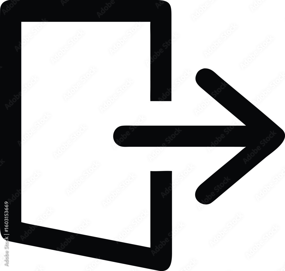 Fototapete a single black outline vector icon of a logout arrow symbol isolated on transparent background