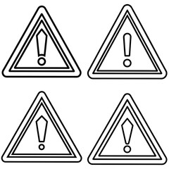 Warning Sign Icon – Outline Vector Illustration of Caution and Safety Symbol