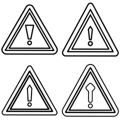 Warning Sign Icon – Outline Vector Illustration of Caution and Safety Symbol