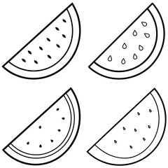 Watermelon Slice Icon – Outline Vector Illustration of Juicy Summer Fruit