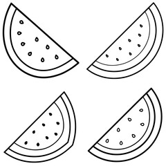 Watermelon Slice Icon – Outline Vector Illustration of Juicy Summer Fruit