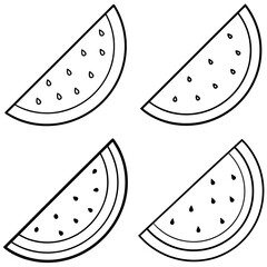 Watermelon Slice Icon – Outline Vector Illustration of Juicy Summer Fruit
