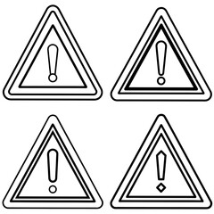 Warning Sign Icon – Outline Vector Illustration of Caution and Safety Symbol