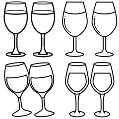 Wine Glasses Icon – Outline Vector Illustration of Elegant Drinkware for Celebration and Dining