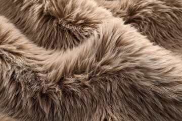 Soft light brown faux fur texture close-up exuding warmth and comfort ideal for interior design, apparel, and lifestyle visual content