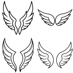 Wings Icon – Outline Vector Illustration of Bird or Angel Wings for Creative Design