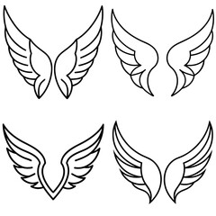 Wings Icon – Outline Vector Illustration of Bird or Angel Wings for Creative Design