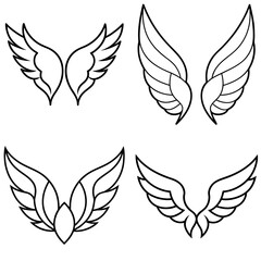 Wings Icon – Outline Vector Illustration of Bird or Angel Wings for Creative Design