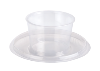 Clear plastic container with lid isolated on a transparent background disposable cup