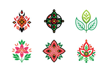 Charming balance in floral folk vector designs Color Vector illustration