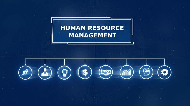 Animated human resource management technology concept, business insights from large data sets, Animated data analytics banner web icons isolated on transparent background