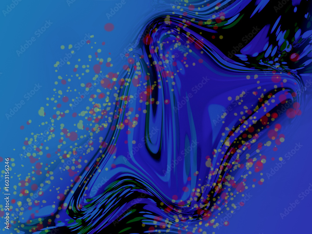 Poster abstract blue tones with fluid lines and soft gradients