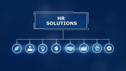Animated hr solutions concept, business insights from large data sets, Animated data analytics banner web icons isolated on transparent background - Powered by Adobe