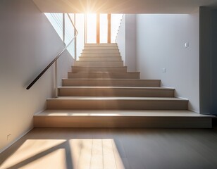 Fototapeta premium minimalist stairs in a sunlit room