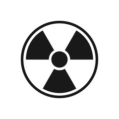 Radiation hazard symbol icon in black and white indicating danger, radioactive material, nuclear warning, or toxic contamination