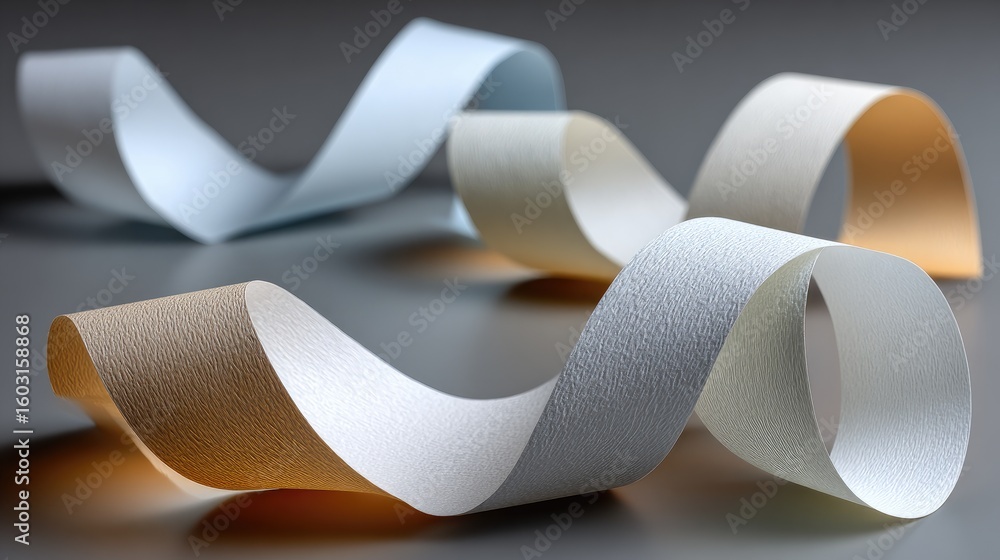 Poster close-up of an abstract shape in white paper, showcasing soft light and depth in a minimalist design