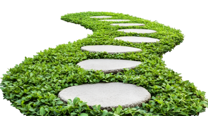 Stone path in the garden, isolated on transparent background.