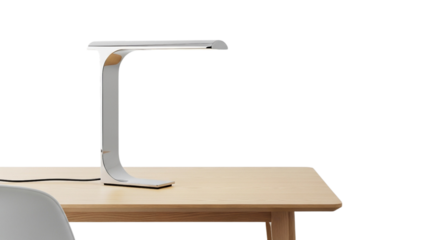 Modern desk lamp on a wooden table isolated PNG with Transparent Background