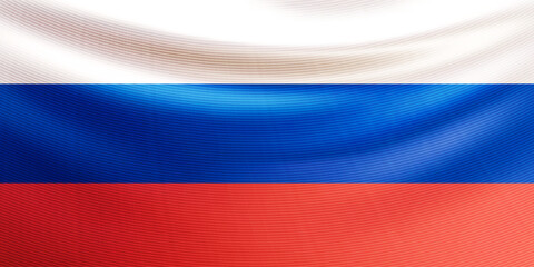 Realistic wavy national flag of the Russian Federation. Patriotic symbol country for Russia day, Unity day, Defender of the Fatherland Day. 3d vector illustration