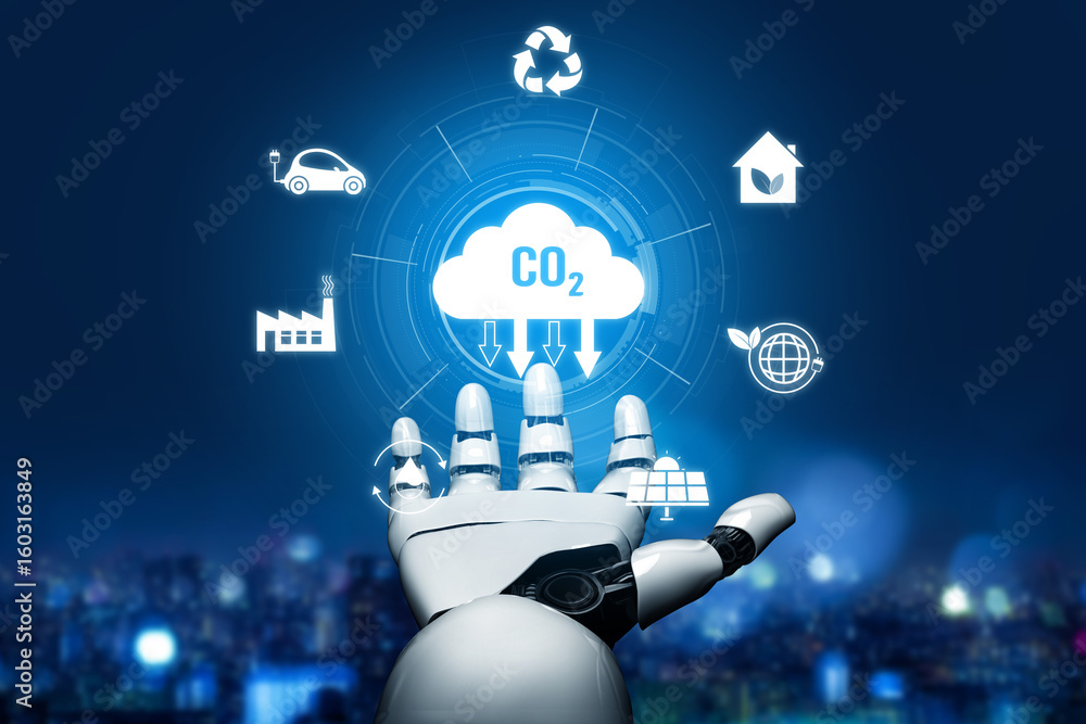 Poster ai artificial intelligence accelerates net zero goals by supporting green strategies, smart energy t