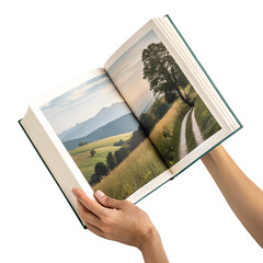 hand holding book on transparent background png