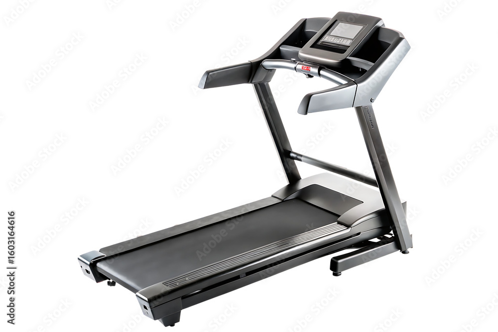 Wall mural modern gray treadmill with digital display isolated on a transparent background exercise