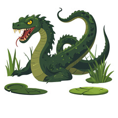 Fototapeta premium Angry Green Dragon In A Swamp