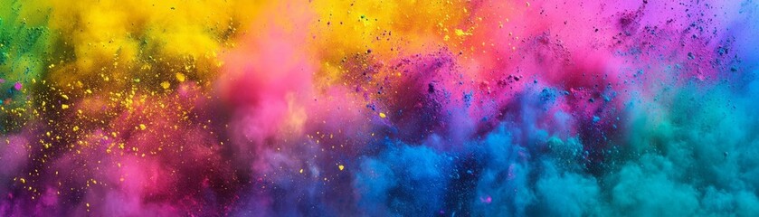 Fototapeta premium Colorful Powder Explosion Abstract Rainbow Dust Cloud, Holi , Backgrounds