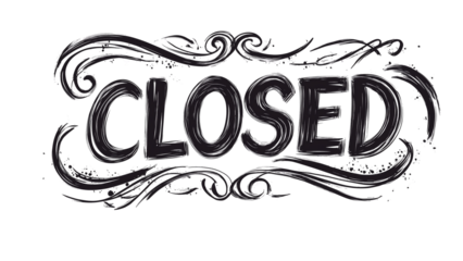 handwritten "CLOSED" icon with elegant calligraphy and a slight cursive design, isolated on a transparent background