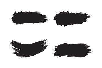 Fototapeta premium Four black grunge brush strokes on white background