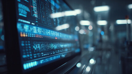 Futuristic display with health and genomic data visualization in a medical lab, concept of anti-aging technology, longevity science, and digital biomarker analysis