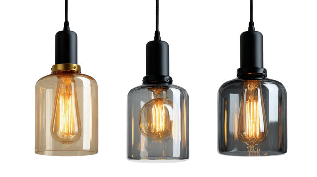 Pendant Lights with Amber and Smoke Glass Shades - Powered by Adobe
